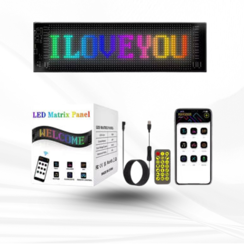 Smart Bluetooth LED Display Screens RGB LED Module Sign Matrix Pixel LED Panel Scrolling Signboard Advertising Light Car Decor