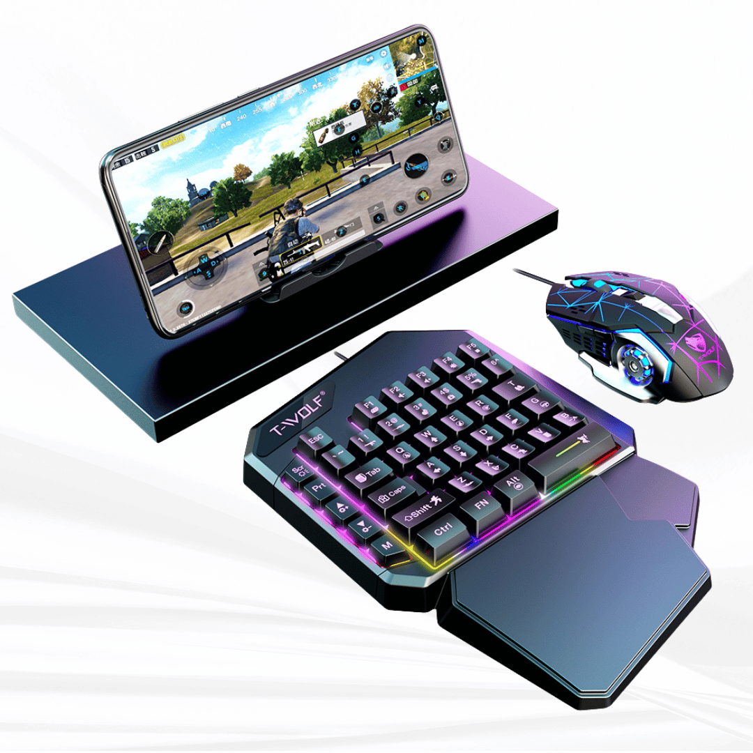 Mobile Game Combo Pack with RGB Mini Gaming Keyboard & Mouse